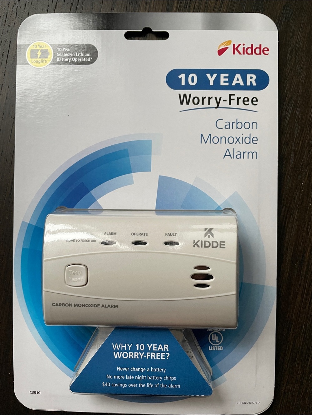 Kidde 10 Year Worry-Free Carbon Monoxide Alarm